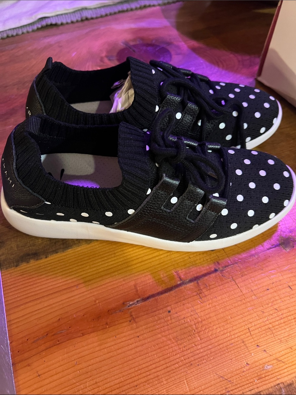 Isaac Mizrahi Black and White Polka Dot Slip-On Sneakers size 5.5